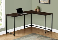 Monarch Specialties Bureau, Bureau À Domicile, Coin, 58"l, Forme De L, Travail, Ordinateur Portable, Métal, Stratifié, Brun, Noir, Contemporain, Moderne
