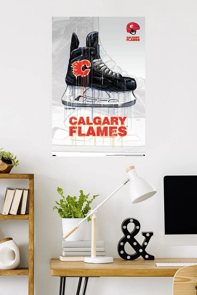 NHL Calgary Flames - Drip Skate 21 Wall Poster, 22.375" x 34"