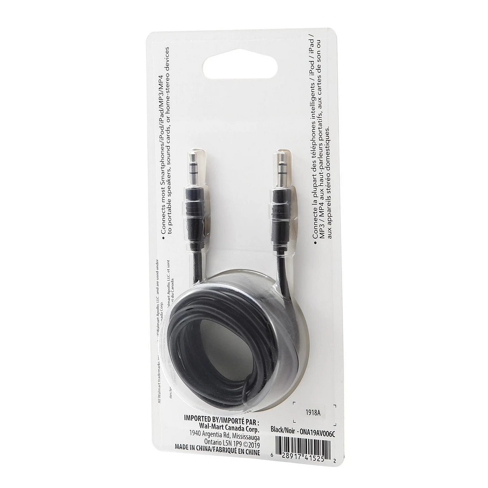 ONN ™ 1.8 meter AUX Cable (Black)