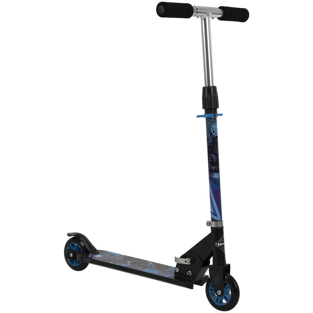 La trottinette Marvel Black Panther à 2 roues alignées en Aluminium pour Garçons, par Huffy, noir Idéal pour les 5 ans et plus