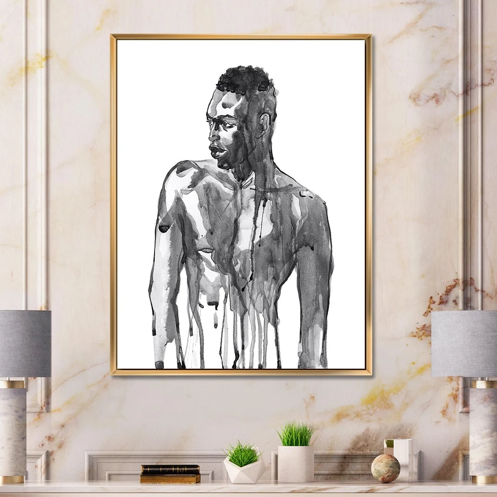 Designart Bel Homme Africain Portrait Sur Blanc I ART MURAL À CADRE FLOTTÉ