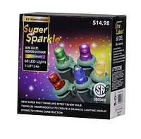 Guirlande de Noël lumineuse EZ-Illuminations, 60 DEL, 11,2 pieds, super étincelantes, multicolore
