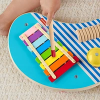Fisher-Price-Table musicale en bois avec instruments de percussion