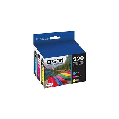 Epson Canada Ltd Epson 220 Color Ink Cartridges, Cyan, Magenta, Yellow, 3-Pack, Multi-Color