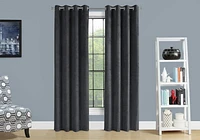 Monarch Specialties Curtain Panel, 2pcs Set, 54"w X 95"l, Room Darkening, Grommet, Living Room, Bedroom, Kitchen, Velvet, Polyester, Grey, Contemporary, Modern