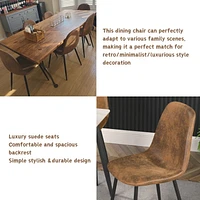 Ensemble de 4 chaises de salle à manger, chaises d'appoint modernes de style du milieu du siècle avec pieds en métal noir, confortables pour la cuisine, le salon et la maison de campagne, brun rustiqu