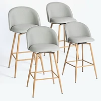 Homy Casa Ensemble de 4 tabourets de bar pivotants, hauteur de comptoir de 26 po avec dossier incurvé ergonomique, rembourrés avec détails cousus pour îlot de cuisine et salle à manger, beige/gris/ble