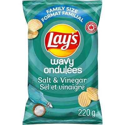 Lay's Ondulées Sel et vinaigre Croustilles assaisonnées, 220 g. 220 g.