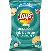 Lay's Ondulées Sel et vinaigre Croustilles assaisonnées, 220 g. 220 g.