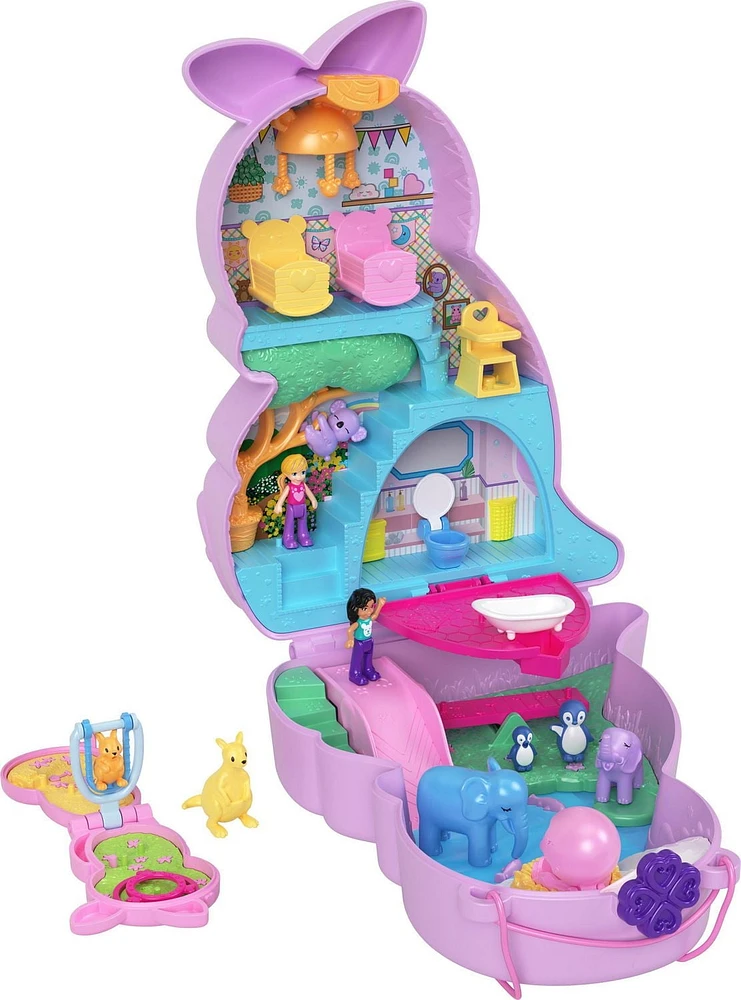 Polly Pocket Mama and Joey Kangaroo Purse Compact Playset with 2 Micro Dolls and Accessories