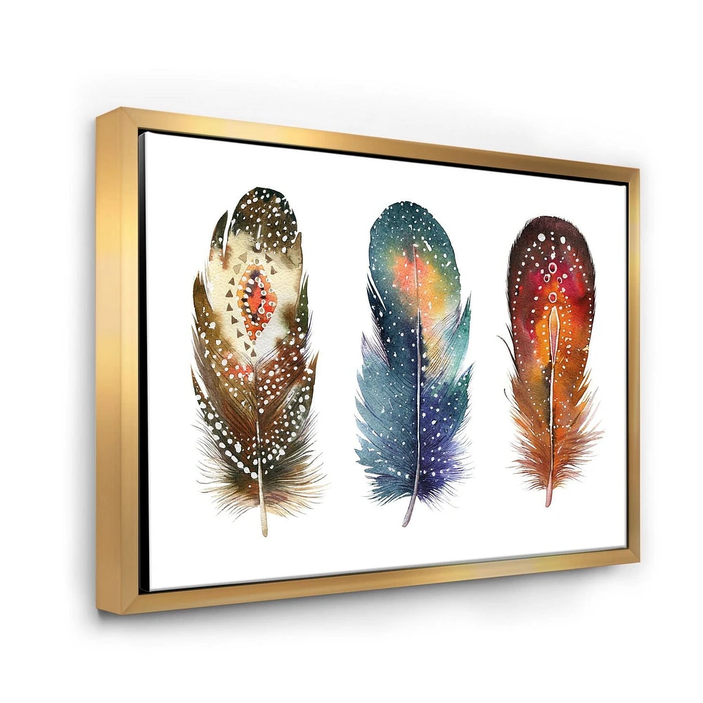 Designart Colourful Boho Feather Set IX FLOAT FRAME WALL ART