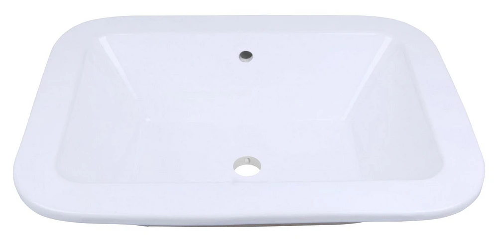 American Imaginations 21.75-in. W Drop In White Bathroom Vessel Sink Set For Deck Mount Drilling AI-22485