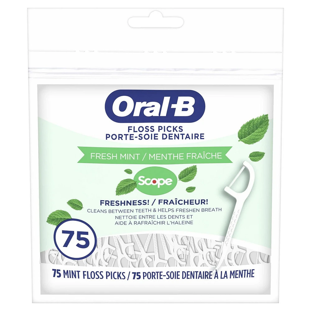 Porte-soie dentaire Oral-B avec souffle de fraîcheur Scope, Menthe fraîche 75CT