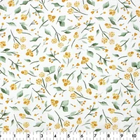 Tissu pré-coupé Fat Quarter de Fabric Creations blanc avec des fleurs jaunes sur tige - 18" x 21" / 45cm x 53cm 18" x 21" / 45cm x 53cm