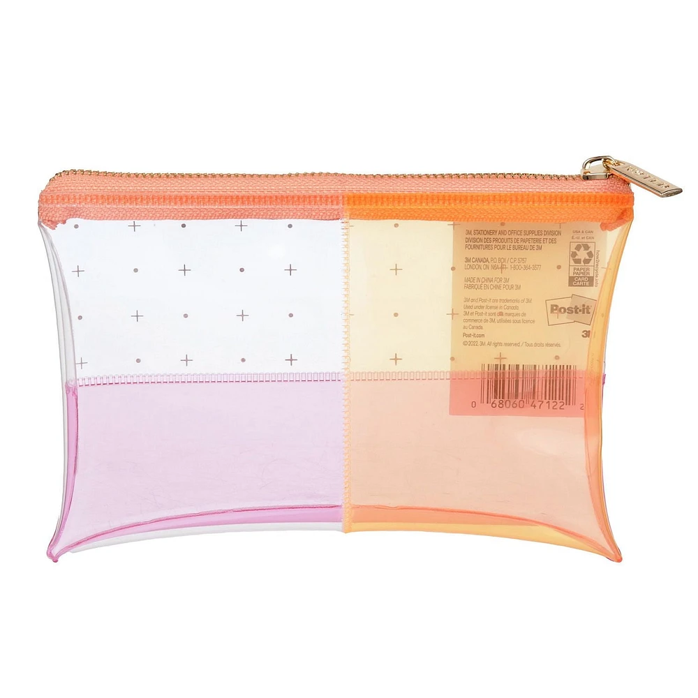 Pochette pour stylos NTD5-PP-PCHEF Post-it®, collection Noté, plastique transparent orange et rose avec fermeture éclair, 7,5 po x 5,25 po, 1 pochette/paquet Poch. NTD5-PP-PCHEF Post-it®