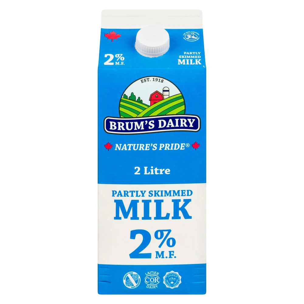 Brum's 2% M.F Partly Skimmed Milk.