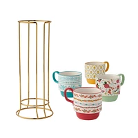 Pioneer Woman Ditsy Stacking Stoneware Mugs, 12.47 Ounces