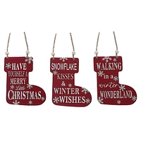 Christmas Flat Stockiing Shape Ornament - Set of 6