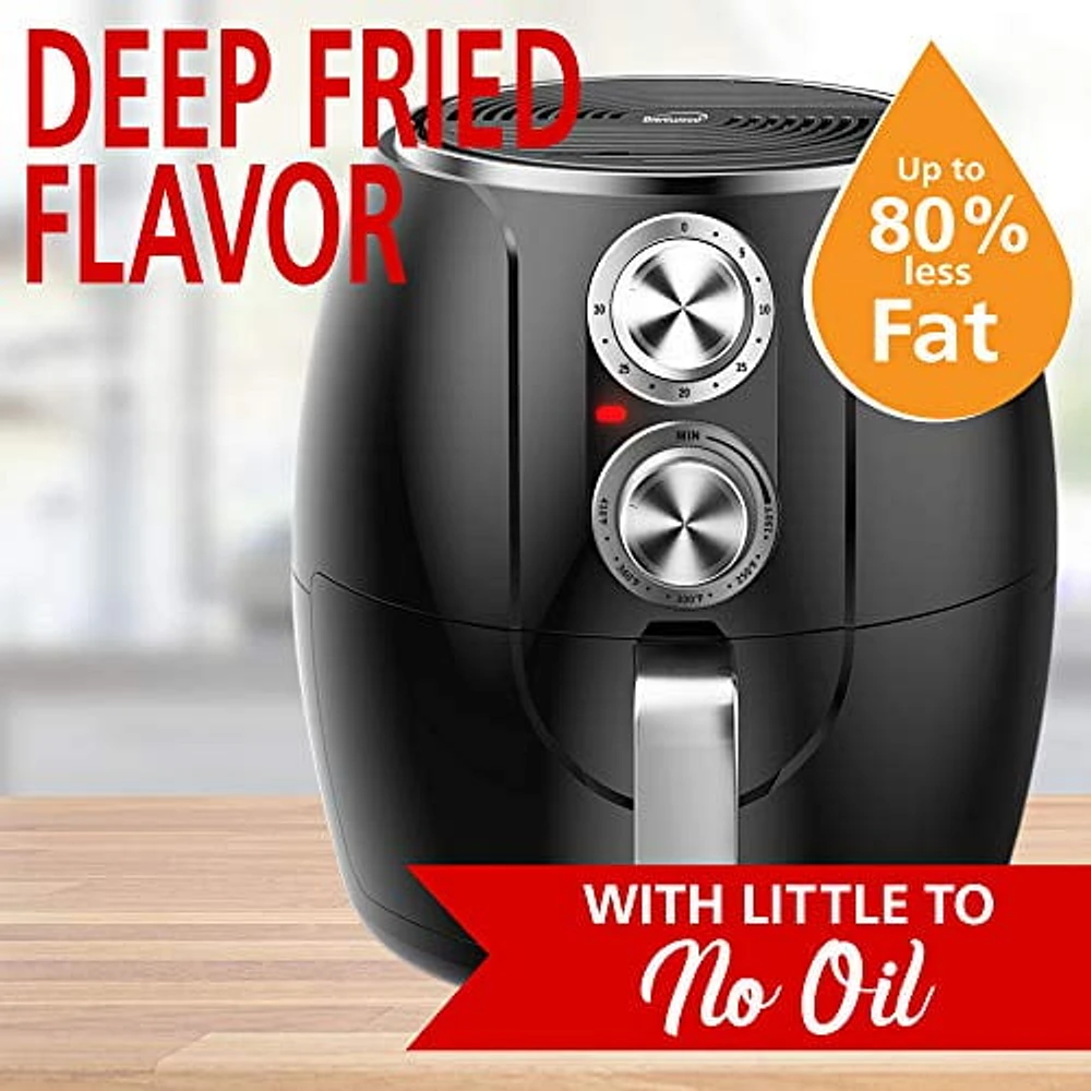 Brentwood 3.2-Quart Electric Air Fryer, Black and Silver