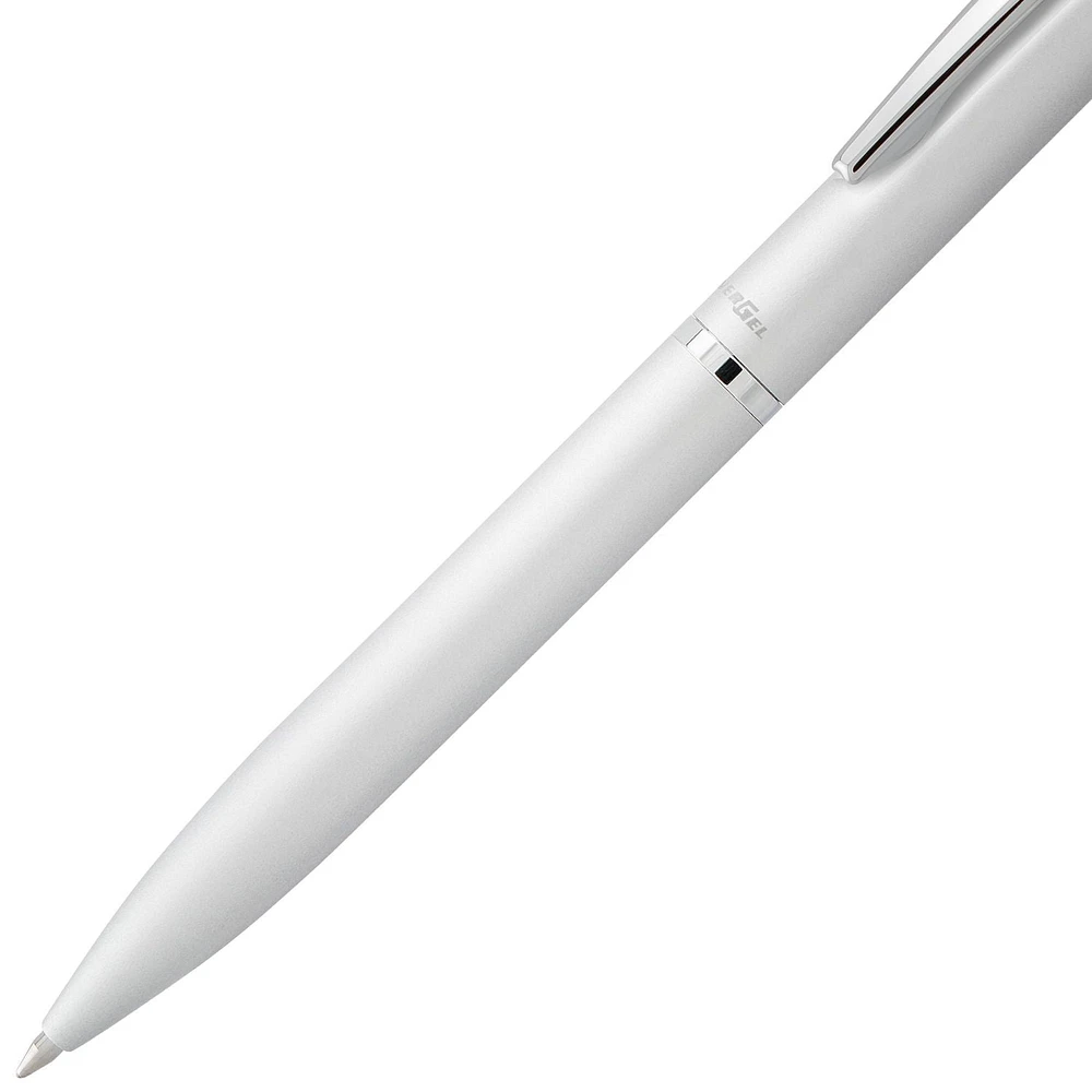 Pentel EnerGel Rétractable Stylo à Encre Gel, Barillet Argent Métal, Encre Noir, 0,7mm, Boîte à Cadeau