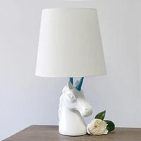 Simple Designs Lampe de table licorne blanche étincelante