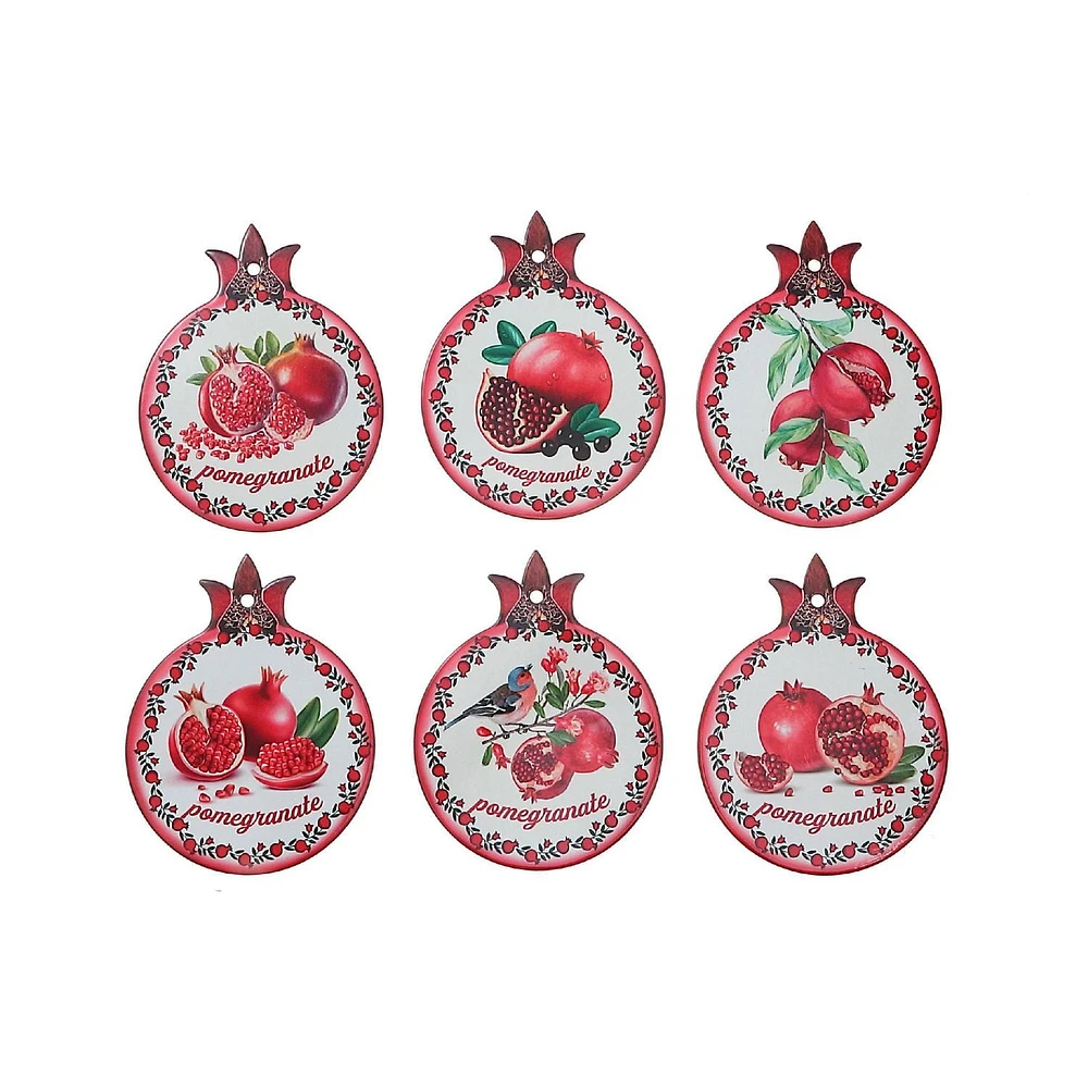IH Casa Decor 8" Céramic Tivet Pomegranate Asstd - Ensemble De 6