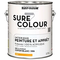 Rust-Oleum Sure Colour™ Peinture + Apprêt, Intérieur Mat, Coton Blanc 3,78L 3,78L