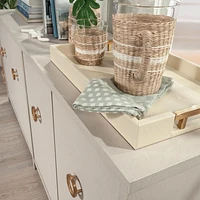 Sauder La Collection Grand Coast Crédence, Finition Dove Linen, 433603