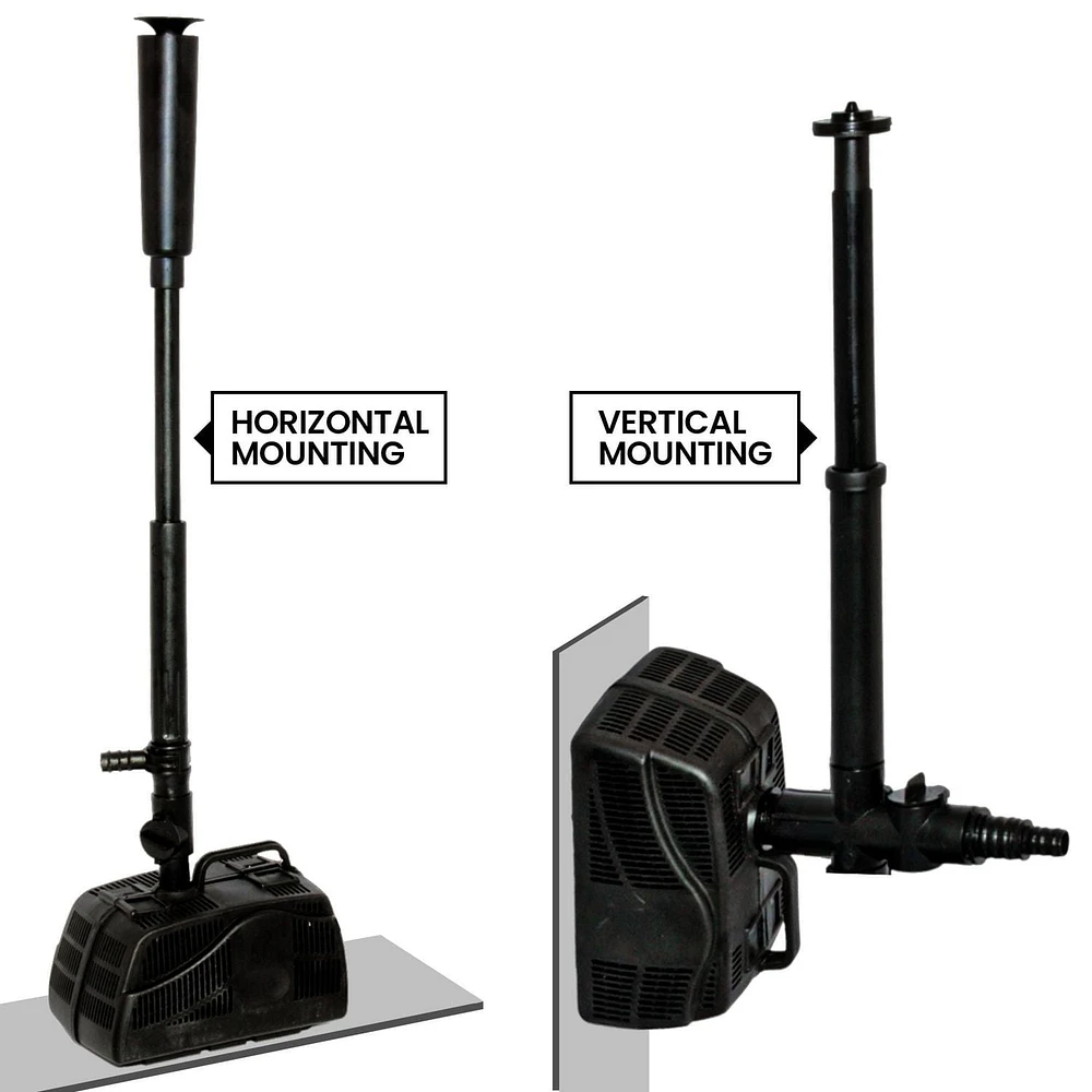 KoolScapes 200 GPH Pond Pump with 2 Interchangeable Fountain Nozzles, Outdoor Water Feature for Garden