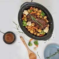 Kenmore 7-Qt Programmable Slow Cooker with Dipper (6.6L), Black & Silver, Easy to Use for Family Meals