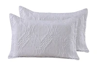 Marina Décoration Literie ultra douce en tissu Pinsonic gaufré uni avec taies d'oreiller