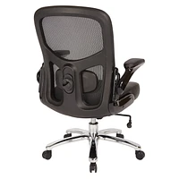 Pro-Line II Big And Tall Black Mesh Back Executive Chair with Bonded Leather Seat And Chrome Base