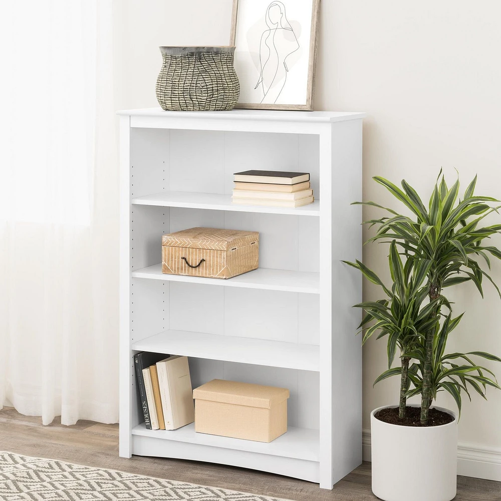 Prepac Bibliothèque standard à 4 tablettes pour bureau à domicile, blanc