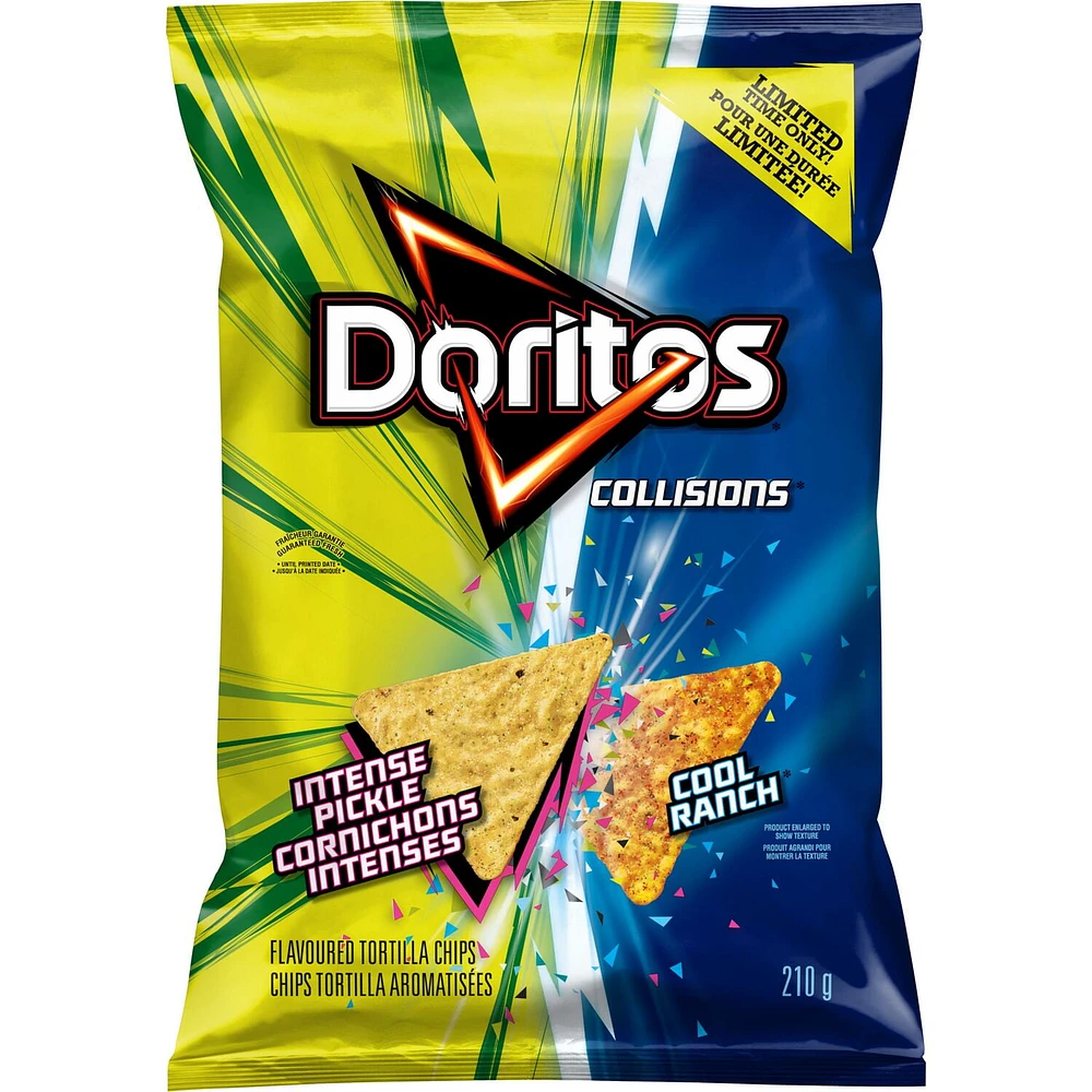 Doritos Collisions Intense Pickle and Cool Ranch Flavoured Tortilla Chips., 210 g.