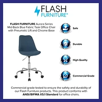 Aurora Series Mid-Back Blue Fabric Task Office Chair with Pneumatic Lift and Chrome Base