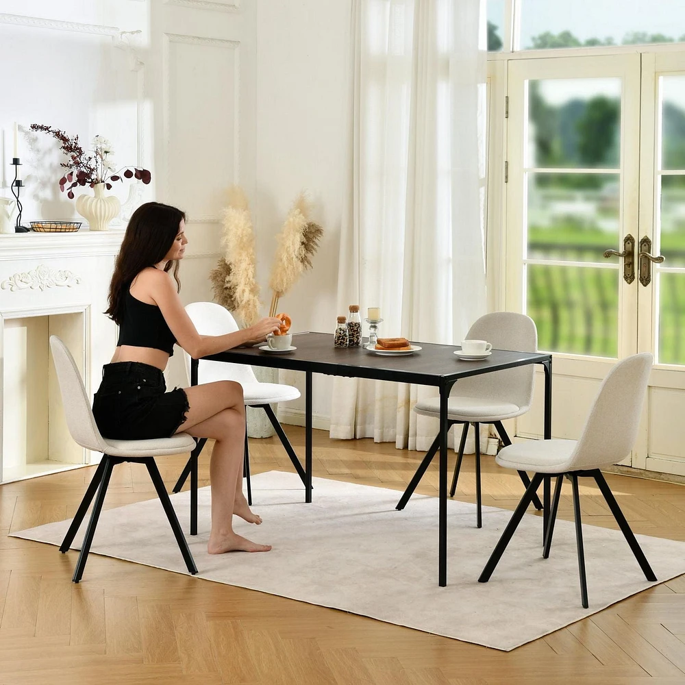 Homy Casa Ensemble de salle à manger 5 pièces, 1 table avec 4 chaises ergonomiques pivotantes rembourrées, plateau recouvert de PVC pour salle à manger et zone de réception, peu encombrant, naturel/ex
