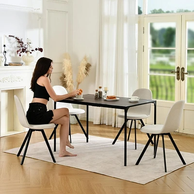 Homy Casa Ensemble de salle à manger 5 pièces, 1 table avec 4 chaises ergonomiques pivotantes rembourrées, plateau recouvert de PVC pour salle à manger et zone de réception, peu encombrant, naturel/ex