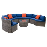 Ensemble modulaire de patio Parksville - Fini gris mélangé / Coussins bleu Oxford 5pc