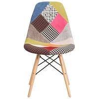 2 pièces Chaise de la série Elon en tissu Milan patchwork avec pattes en bois