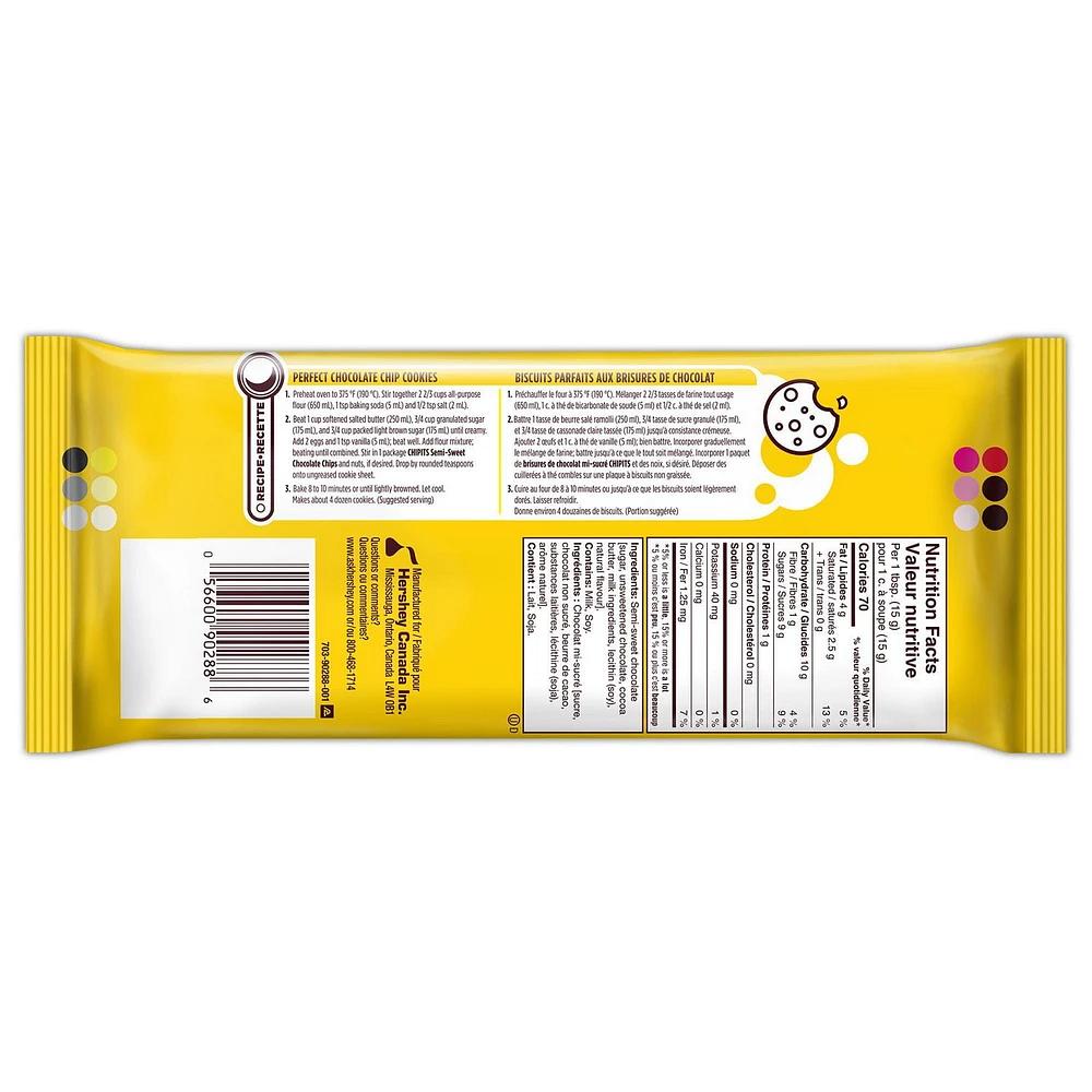 HERSHEY'S CHIPITS Pure Semi-Sweet Chocolate Chips, 270g