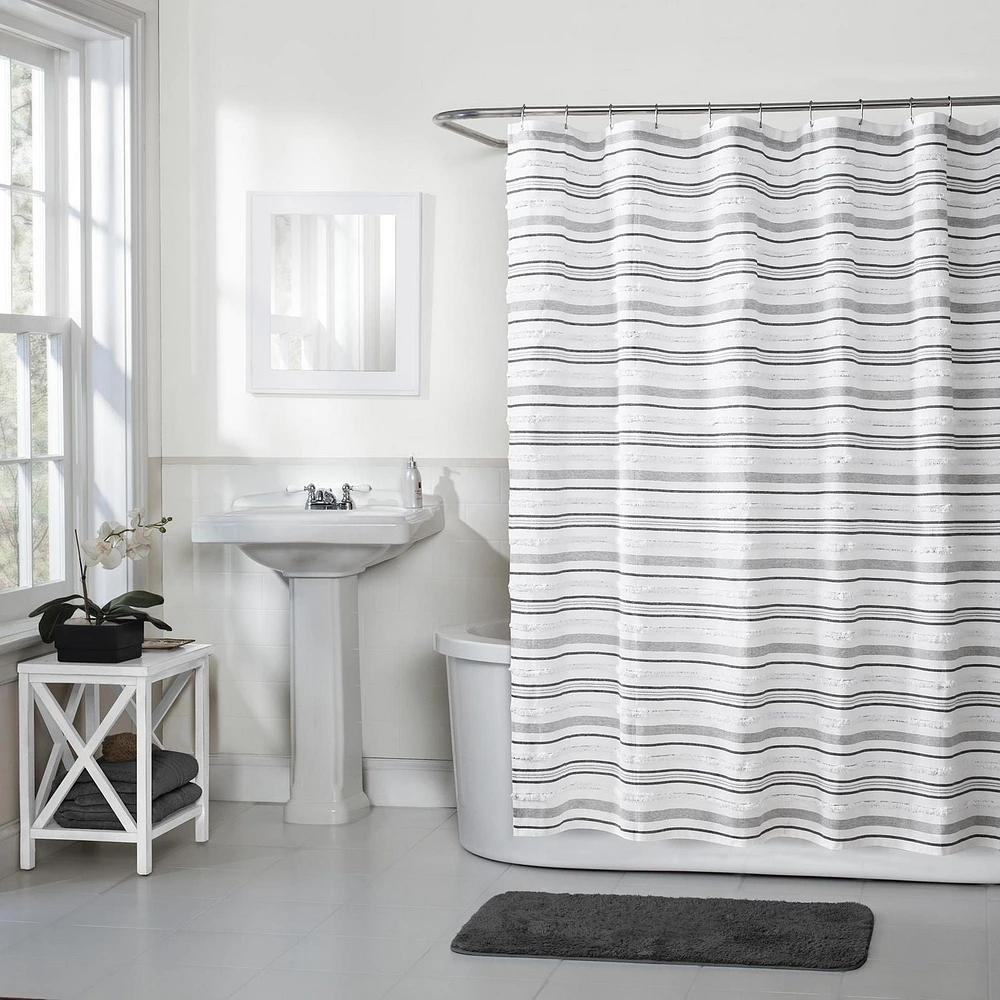 Hometrends Graham Tufted Loop Heavy Weight Woven Fabric Shower Curtain, 70" x 72"