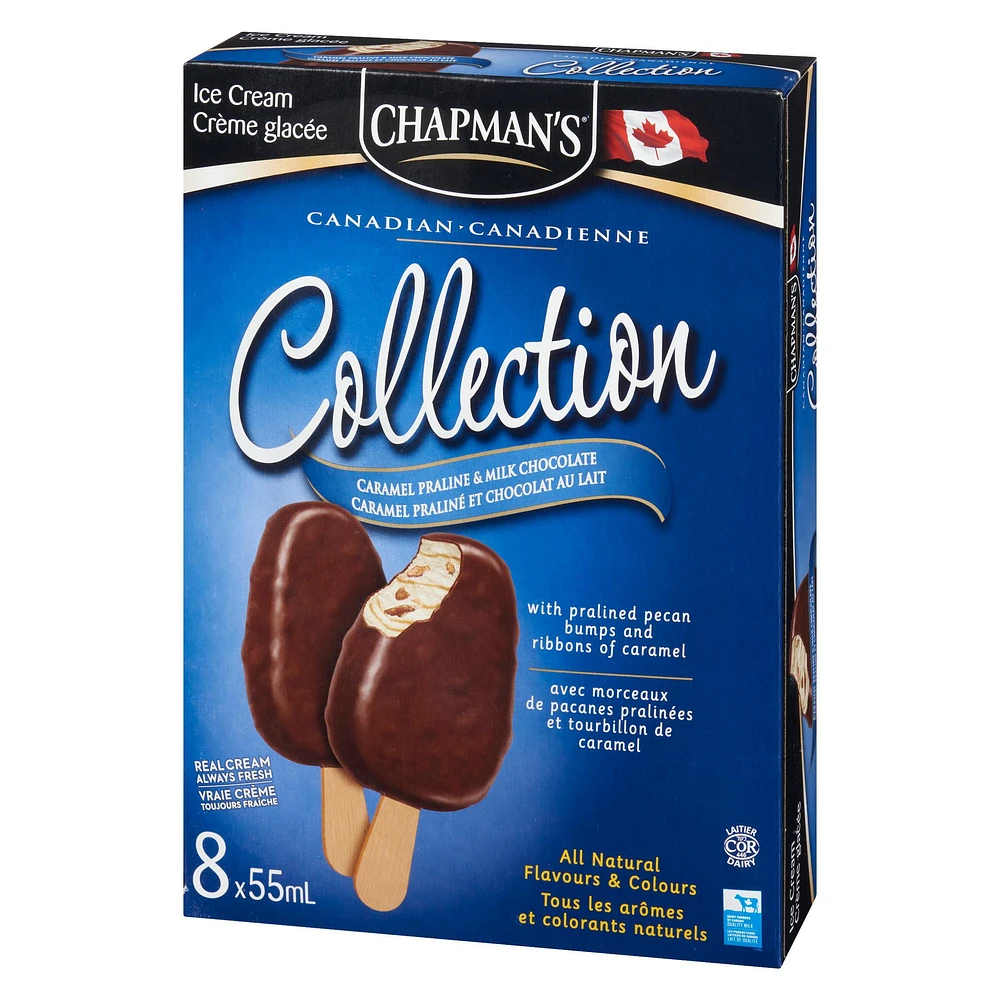 Chapman's Canadian Collection Caramel Praline Bumpy Ice Cream Bar, 8 x 55mL