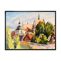Designart View of Old Polish City In Nature FLOAT FRAME WALL ART
