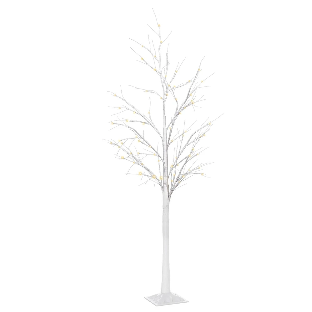 Outsunny 5FT Garden Birch Tree Light with 58 Warm LEDs and 8 Light Modes, DIY Artificial Tree Lamp for Outdoor and Indoor Birthday Wedding Party