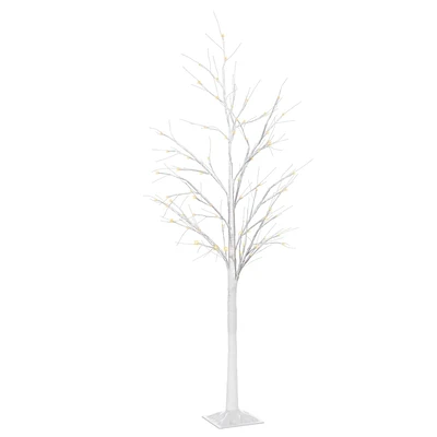 Outsunny 5FT Garden Birch Tree Light with 58 Warm LEDs and 8 Light Modes, DIY Artificial Tree Lamp for Outdoor and Indoor Birthday Wedding Party