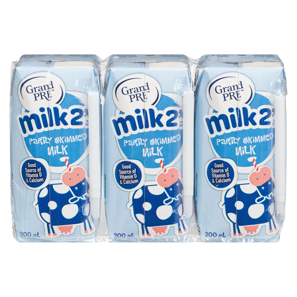 GRAND PRE UHT MILK 2%, 3 x 200ml