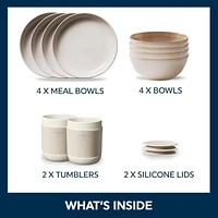 Service de vaisselle 12 pièces en grès Corelle®, flocons d'avoine