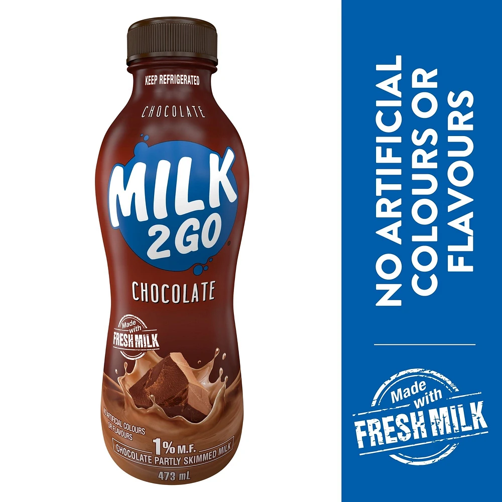 Milk2Go 1% Chocolate Partly Skimmed Milk, 473 mL