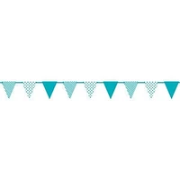 Bannière de drapeau en papier à pois et rayures bleu sarcelle, 12 pi