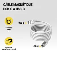 Scosche CCBM6WT-SP Strikeline 60W Magnetic USB-C to USB-C 6 Ft Braided Charging Cable White, USB-C/USB-C 6ft Mag Cbl